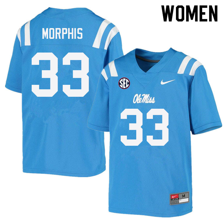 Austin Morphis Ole Miss Rebels NCAA Women's Powder Blue #33 Stitched Limited College Football Jersey UDU8758WF